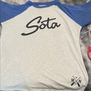 Gray and Blue Raglan T-Shirt